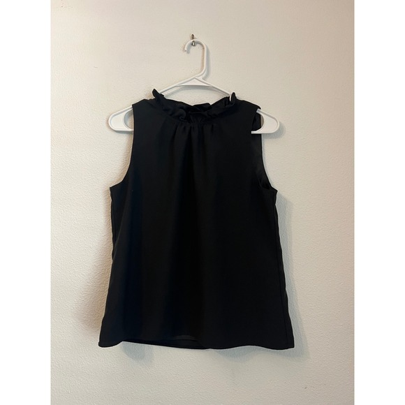 J. Crew Tops - J. Crew Black Sleeveless Ruffle Mock Neck Blouse Top - Women's Small Petite